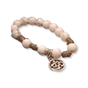 HAND CRAFTED Howlite and Map Stone Jasper Bracelet with OM charm